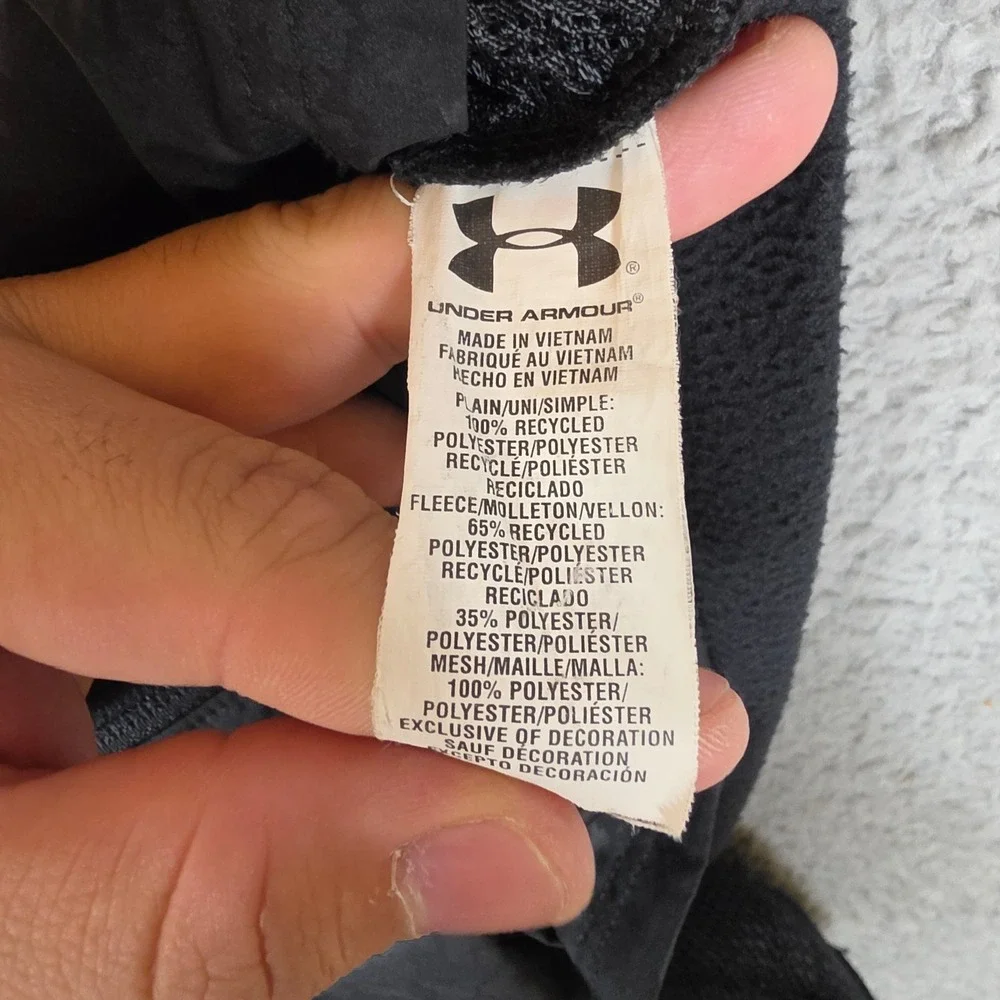 Under Armour Windbreaker Jacket Mens Medium‎ Black Excellent Patterned Hooded